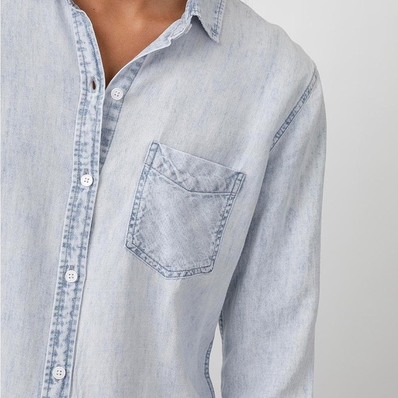 Rails Ingrid Raw Hem Vintage Light Button Up Shirt XS - Picture 4 of 9
